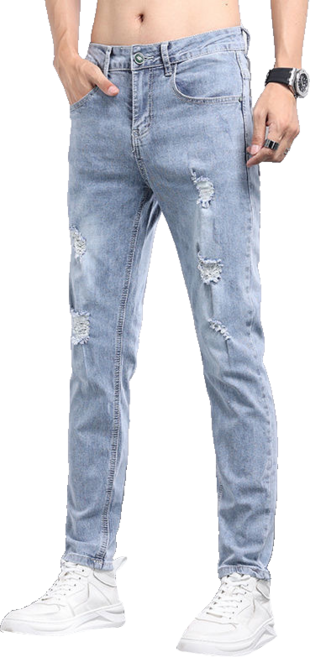 남성용 슬림핏 청바지 스판 캐주얼 스트레이트 진 뉴타임즈 8N356