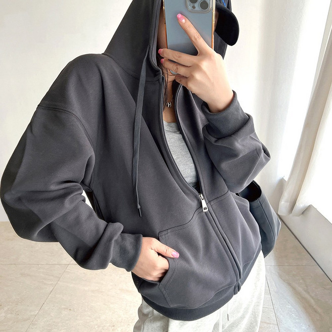 네모엔룩 남녀공용 라인업 기모 무지 특양면 융기모 스탠다드핏 빅사이즈 후드집업