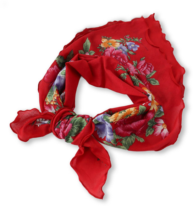 메리앤유 플라워 나염 고밀도 면60수 쁘띠 스카프 손수건 국산