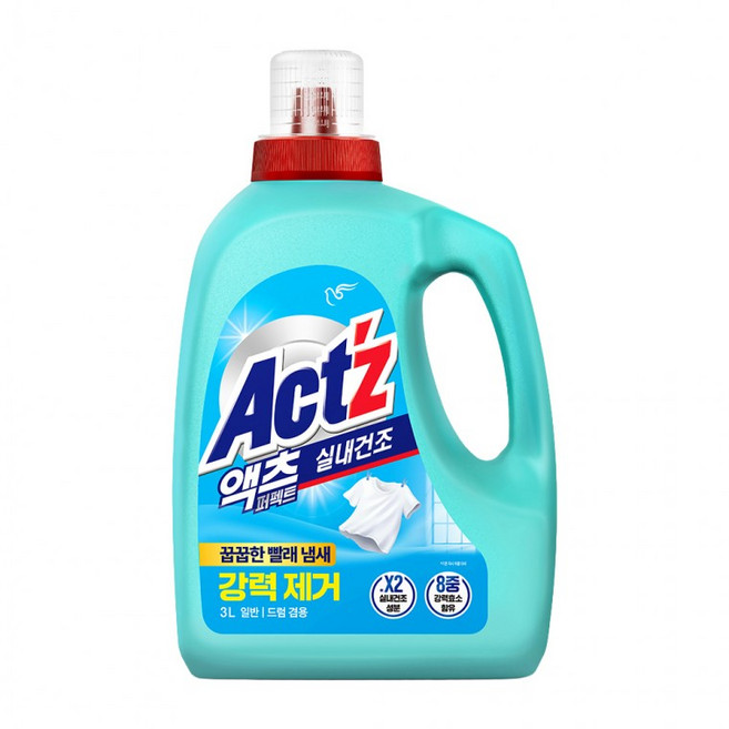 피죤 액츠 퍼펙트 실내건조 세탁세제 일반드럼겸용 용기 3L, 1개