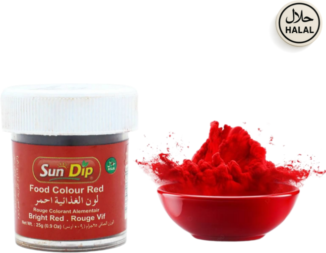 Halal Certified Red Food Coloring by Sundip (Pakistan) 할랄 인증을 받은 파키스탄산 순딥 레드 푸드 컬러링, 25g, 1개