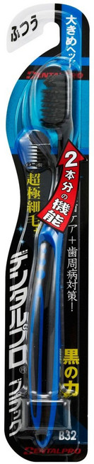 덴탈 프로 블랙 칫솔 초극세모 플러스 큰 헤드 보통 1개, 1개입