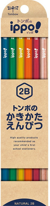 【YUBU】Tombow ippo! 六角2B鉛筆 12本入, 1個, 自然風 KB-KNN04-2B