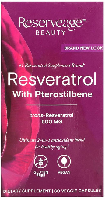 리저브에이지 레스베라트롤 트랜스-레스베라트롤 500mg 베지 캡슐 60정 미국 해외, 1개