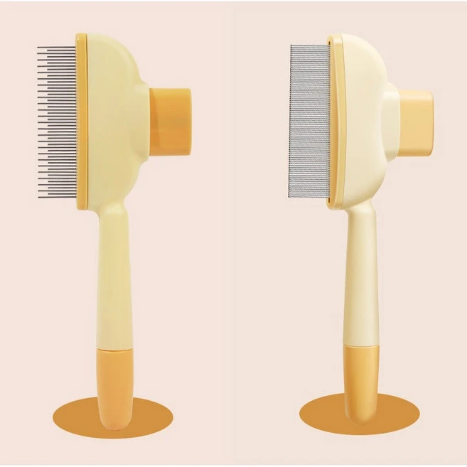 아늑상점 반려동물 원터치 이중모 브러쉬 1+1, 1세트, 옐로우 - 쿠팡