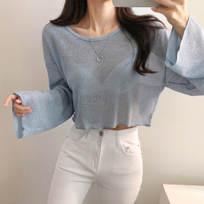 마이쏭 여성 여름니트 여리여리 쏘쏘시스루크롭니트