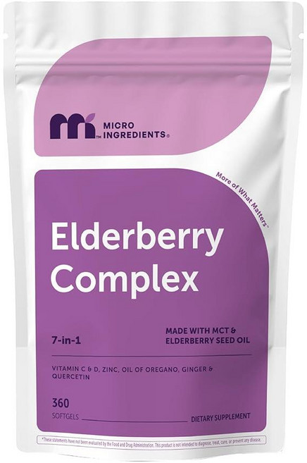 Micro Ingredients Elderberry Complex with Zinc & Vitamin C 360 Softgels | 7-in-1 with D3 Oil of, Micro Ingredients Elderberry C