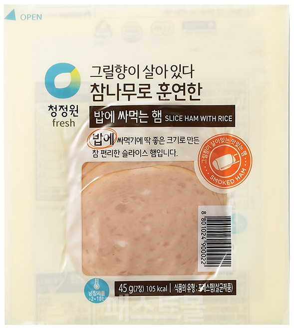 청정원 참나무로 훈연한 밥에 싸먹는 햄, 45g, 1개