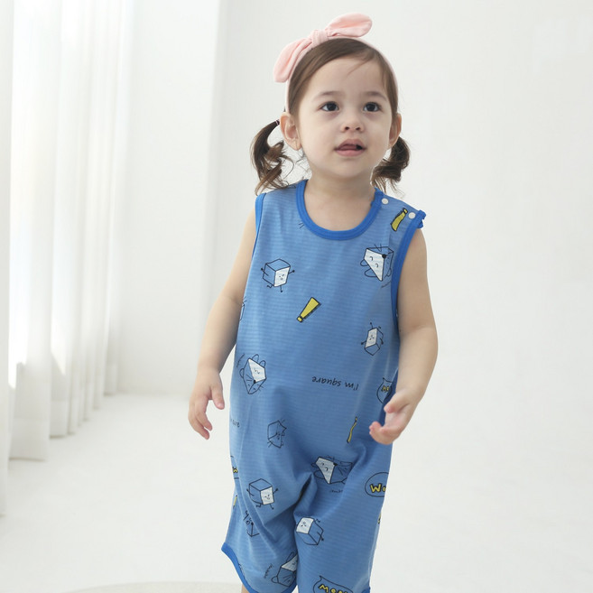 잼베이비 수면조끼 블루블루 쟈가드 면100 봄 여름 간절기 유아동 실내복 아기잠옷