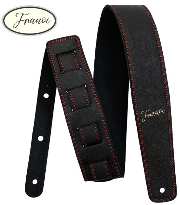franoi 프라노이 사피아노 블랙 SP60 BK 가죽 기타 스트랩, 1개