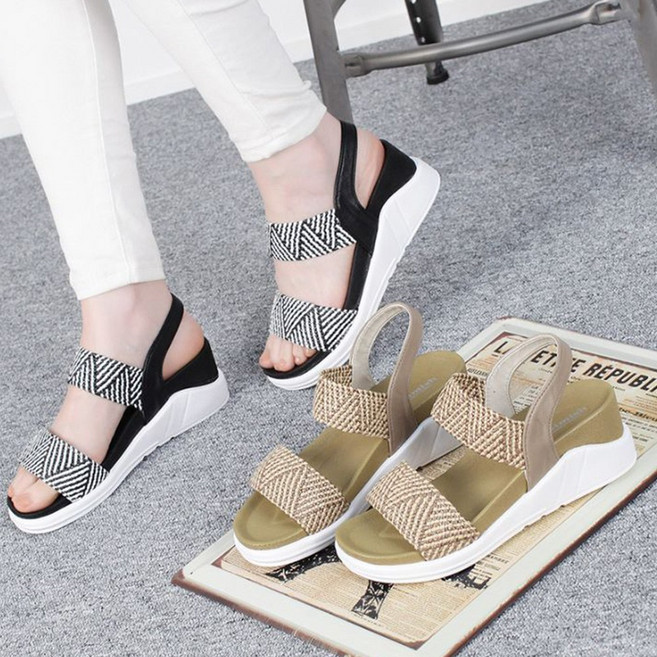 5.5cm 체크 밴딩 스트렙 샌들 여성샌달 국내생산 통급샌들 CK-8007 쿠션샌들