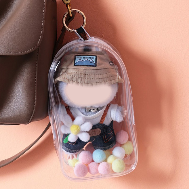플로타임 라부부 인형 보관 PVC 투명 키링 파우치 5색 데코볼포함