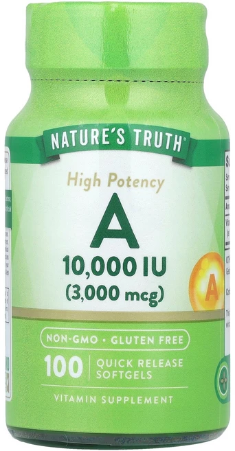 Natures Truth 네이쳐스 트루스 비타민A 3000 mcg 10000 IU 100 소프트젤 영양제, Natures Truth 네이쳐스 트루스 비타민A 30, 1개, 100정 - 쿠팡