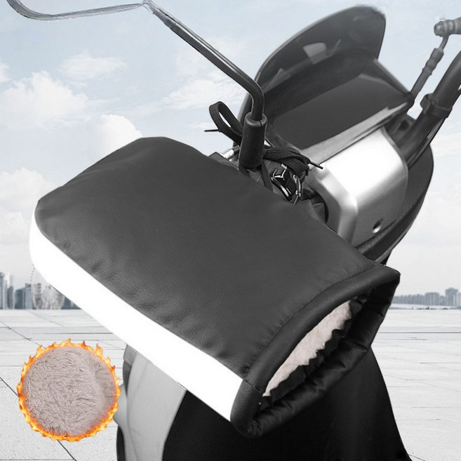 BIENOE 겨울용 오토바이 방한토시 방풍 보온 장갑 핸들토시, 블랙(양손세트)