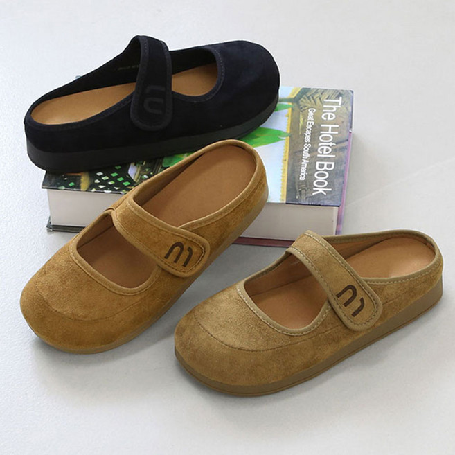 스웨이드 메리제인 뮬 로퍼 슬리퍼 단화 (2cm) 알레시오