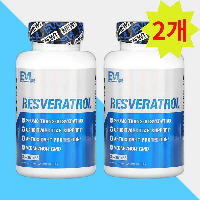 EV루션 레스베라트롤 250mg 60캡슐 래스베라트롤 2개세트, 2개, 60정 - 쿠팡