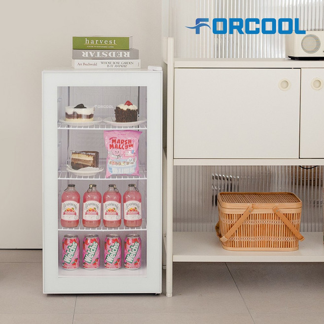 포쿨 미니 쇼케이스 냉장고 KVC-90 90L, 화이트
