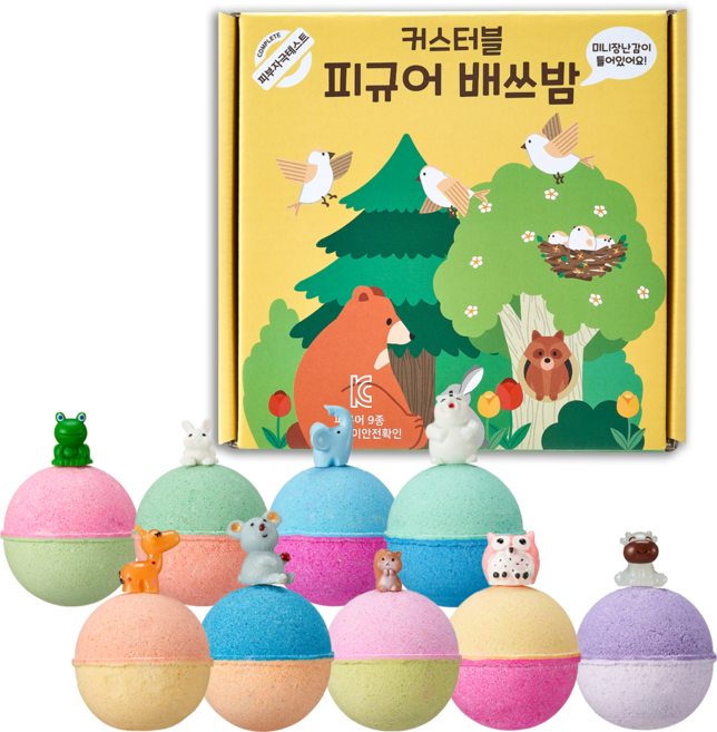 국내생산 커스터블 피규어 배쓰밤 9구 세트 숲속동물, 1개, 630g