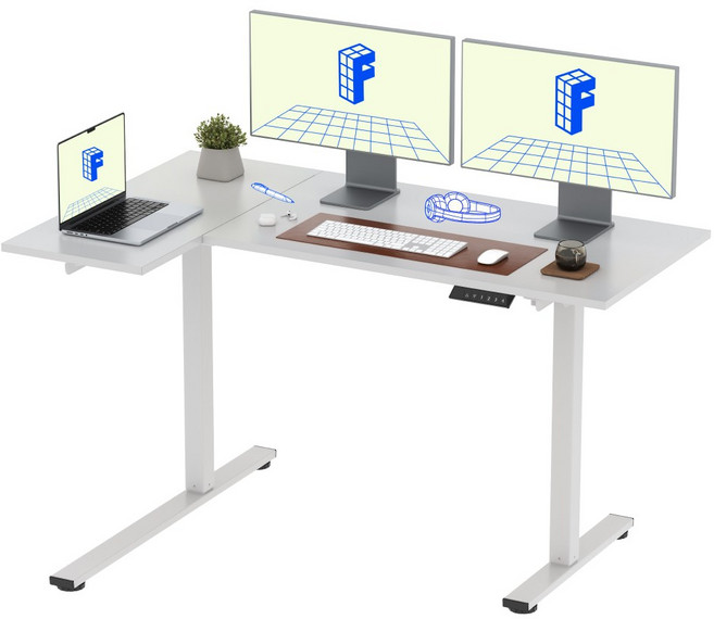 FlexiSpot 전동 코너형 모션데스크 EF1L 높이조절책상 740-1185mm A/S 5년 컴퓨터책상, 화이트