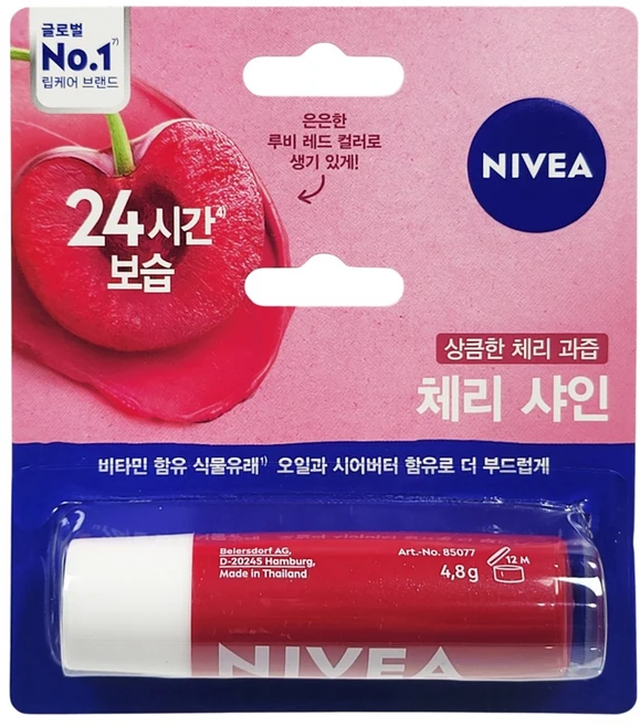 니베아 립케어 틴티드 립밤, 체리 샤인, 4.8g, 3개 - 쿠팡