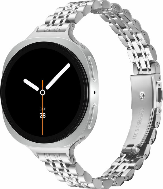 갤럭시워치8 호환 슬림 메탈 스트랩 날개형 밴드 40mm/44mm/클래식 46mm + 조정기, 실버