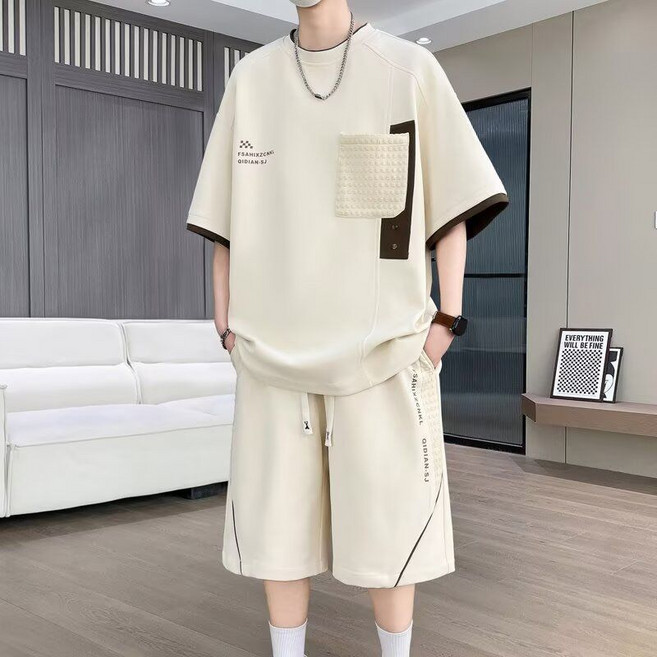 FRANHIZCOMI GIOIAM.SJ 高級重磅休閒短袖套裝 男士大碼短褲套裝
