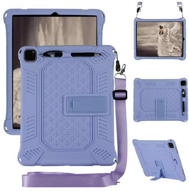 아이패드 에어 미니 프로 9 8 7 6 5 4 3 2 1세대 스타 파스텔컬러 펜슬롯 스트랩 스탠드 실리콘 태블릿 케이스, stc044 블랙, 1개