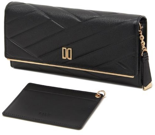 [백화점 정품] 닥스 ACC [쇼핑백동봉]블랙 칼라일 패턴 골드 DD 3단 장지갑 DCWA2E411BK