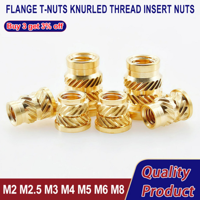 M2 M2.5 M3 M4 M5 M6 M8 황동 플랜지 히트 인서트 너트 구리 T형 나사 3D 프린팅 인젝션 인베디먼트 몰딩 너트, [21] M2x7x3.5x4.5, [04] 15pcs