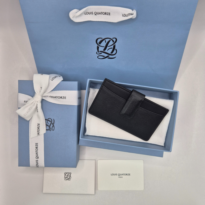 [정품/선물포장] 루이까또즈 유돈초이 컬렉션 남여공용 블랙 심플 모던 천연 소가죽 카드지갑