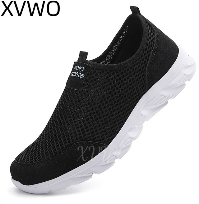 XVWO 남성 메쉬 슬립온 운동화 통기성 가벼운 캐주얼 데일리 여름 남자 편안한 여행용 워킹화