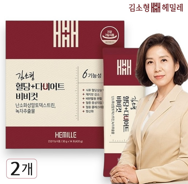 김소형 혈당+다이어트 비비컷 _ 6중 기능성 다이어트 쉐이크 곡물맛 _ 다이어트 챌린지_ 12g고단백질 120종 과일야채곡물 함유, 2개, 14회분