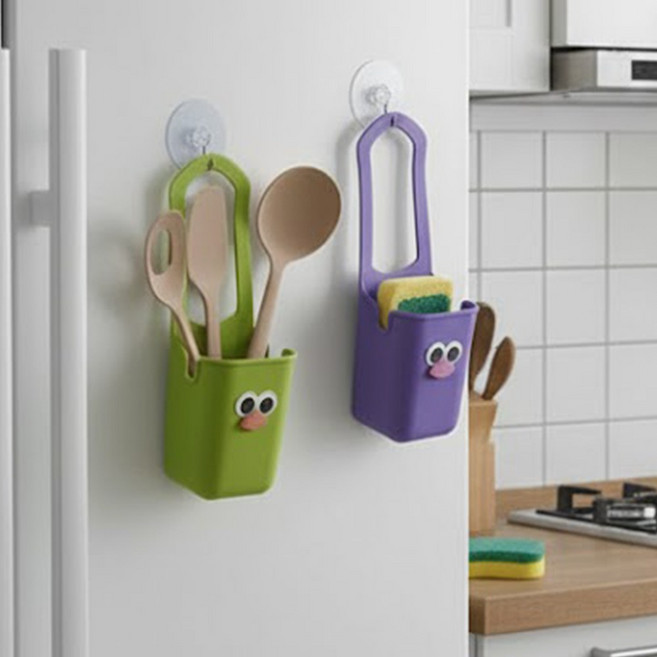 데일리온 다용도 실리콘 눈알 컵홀더 2개, 1세트, 녹색눈알+보라눈알