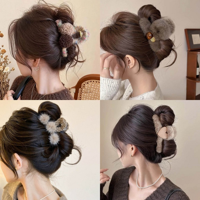 ZMBIRD 4종세트 뽀글이 가을겨울 고급 집게핀 H1019