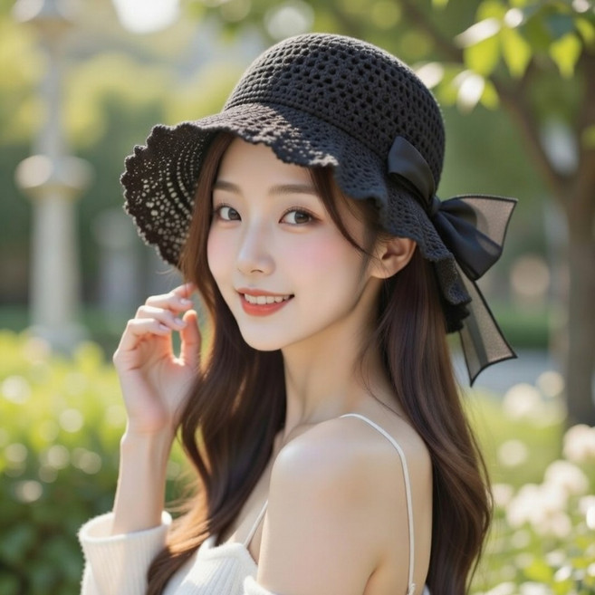 티앤비 여성 봄 여름 리본 버킷햇 챙넓은 나들이 모자