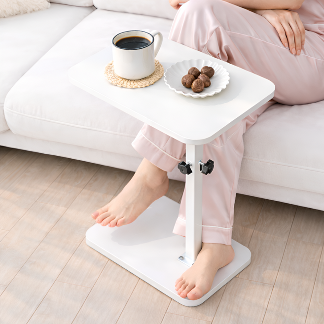 그로빗 공간활용 360도 사이드 테이블 이동식 높이조절, 올화이트