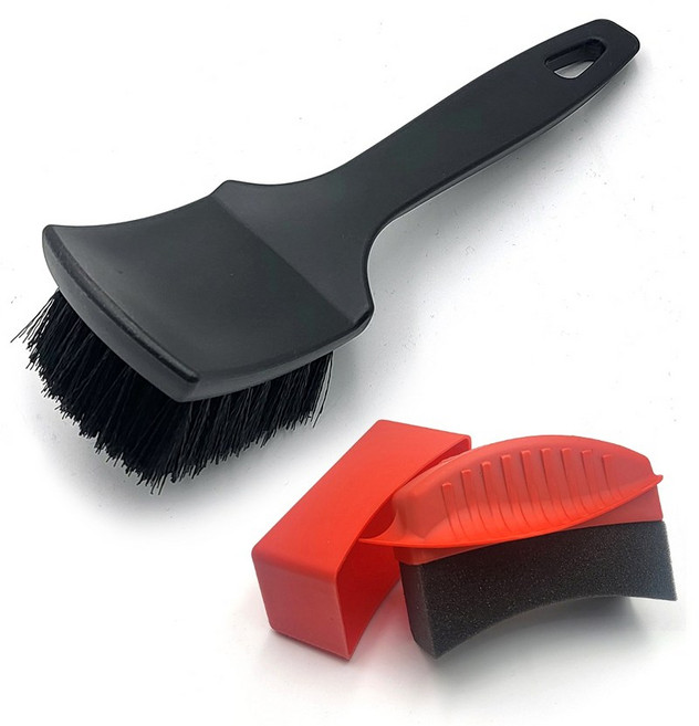 드라이뷰 딥블랙 타이어 매트 브러시 + 타이어 어플리케이터 레드 세트, 1개, 블랙, 레드