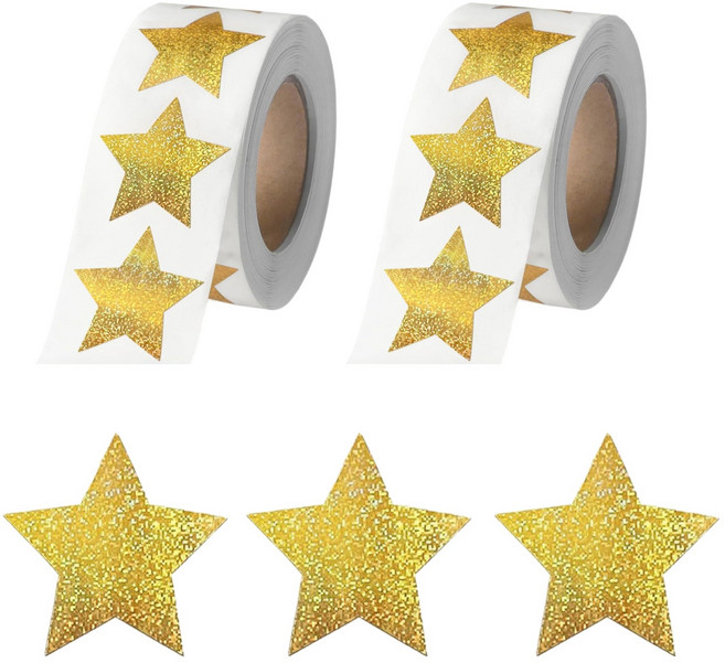 반짝이 골드 스타 별 스티커, 2개, 골드(S22043) 500매