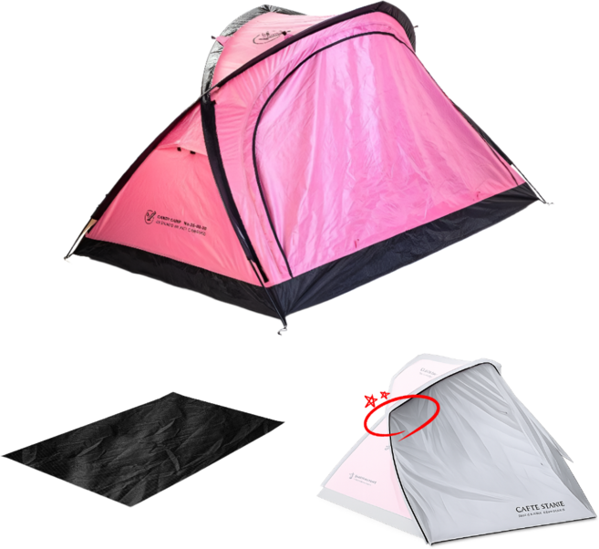 이스턴 초경량 캔디캠프 4계절용 알루미늄 팝업 텐트 (PU3000 방수/고밀도 메시), 1~2인용, 캔디핑크 + 그라운드 시트 + 사이드 플라이 윙