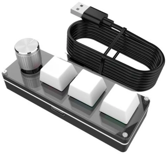 3키키보드 매크로키보드 미니 기계식 BT 키보드 RGB 유선 USB 매크로패드 레드 스위치 게이머 디자이너 비디오 에디터용 3 키 1 노브 4, CHINA, 없음, 3) 3 Keys White - 쿠팡