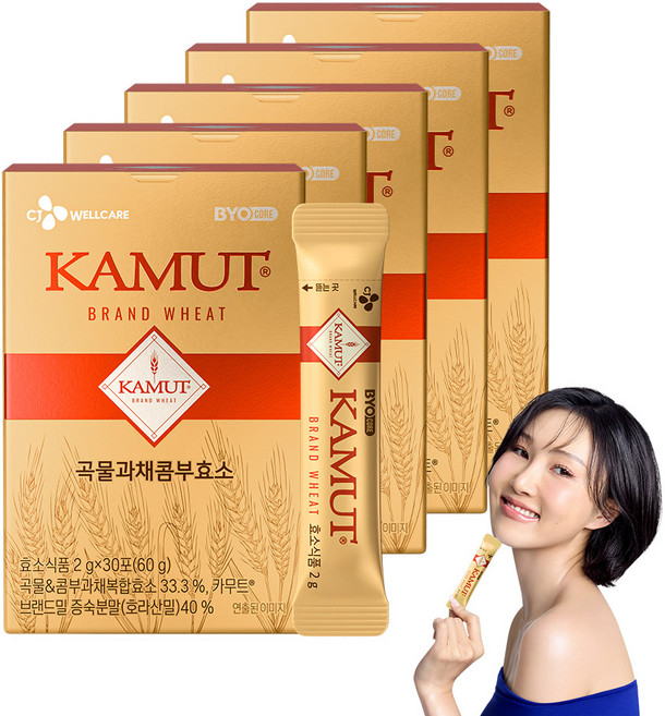 CJ 바이오코어 카무트 곡물콤부효소 카무트효소 저분자효소, 60g, 5개