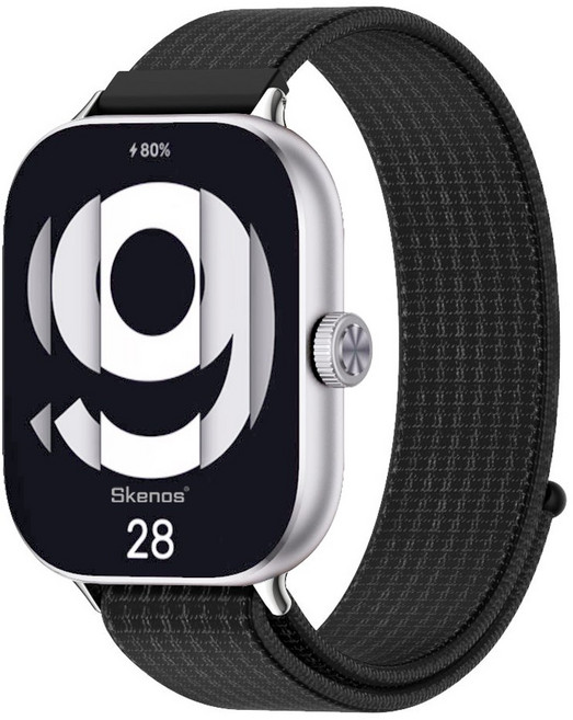 SKENOS 샤오미 스마트밴드 9 8 프로 / 레드미워치 6 5 4 호환 스포츠 루프 나일론 스트랩 교체 시곗줄 밴드, 1개, 실버-블랙