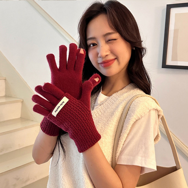 바닐라모먼트 2in1 롱니트장갑 핑거홀 스마트폰터치 워머