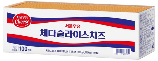 서울우유 체다슬라이스치즈_1.8kg (18g 100매)_먹거리장터_안주대박, 18g, 100개