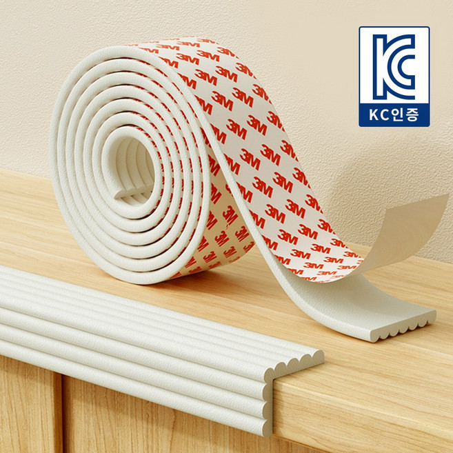 MZ생활 넓은 쿠션 모서리보호대 W형 안전가드 3M테이프 일체형 풀접착 코너보호대 KC인증 아기보호 기둥 책상다리 보호대, 1개, 화이트