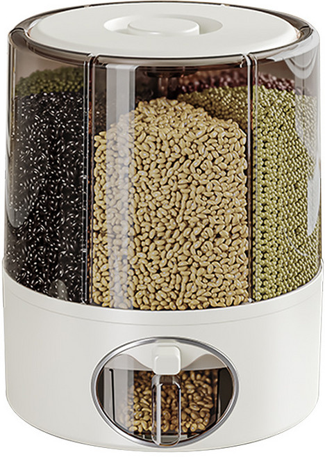 가정용 잡곡 수납함 방충 방습 회전칸 쌀통 원터치 계량 쌀 보관통 SYW, 1개, 그레이
