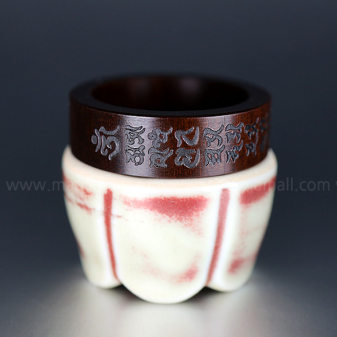 만자몰 광명진언 범어두줄 벽조목 불교 반지