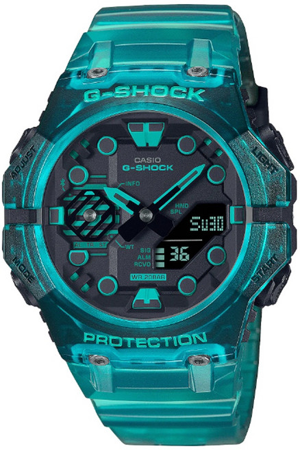 CASIO 卡西歐 G-SHOCK 智慧藍芽碳纖維核心防護雙顯錶, 土耳其藍, Bluetooth