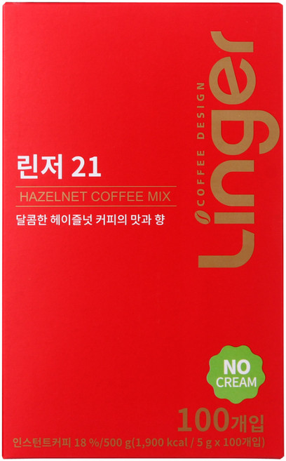 린저21 헤이즐넛 노프림 100T 헤이즐넛 블랙커피 카누, 5g, 100개입, 3개