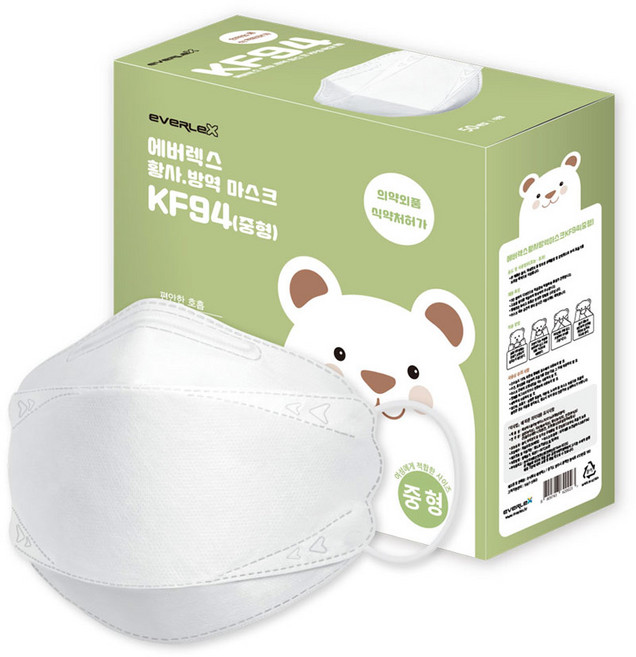 청소년 마스크 여성 마스크 초등학생 마스크 KF94 중형 50매, 1개입, 50개, 화이트